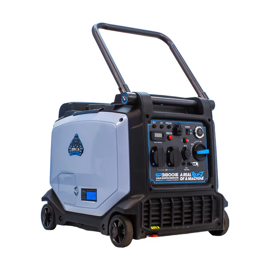 Portable GP3800iE inverter suitcase generator with electric start.