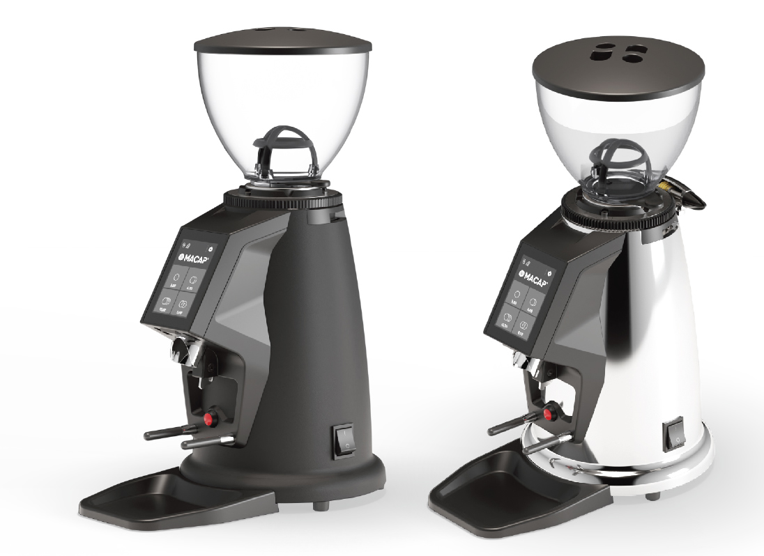 Fracino F4 coffee grinder with hopper full of beans.