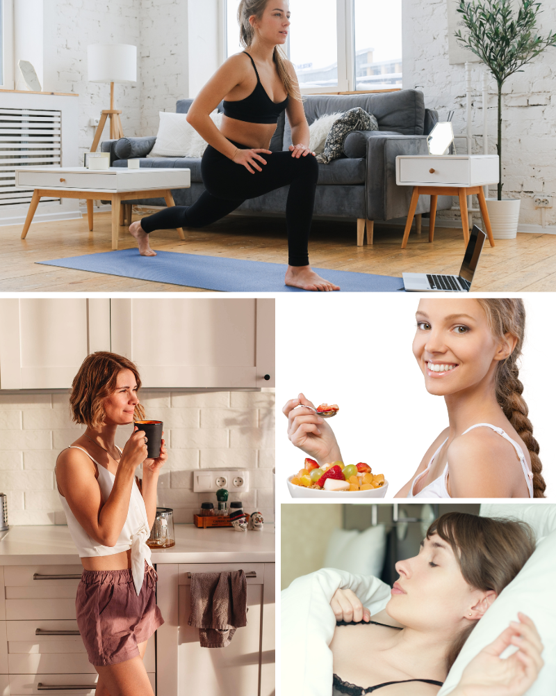 Estilo de vida saudável com alimentação equilibrada, sono de qualidade e exercícios físicos para melhorar a libido feminina.