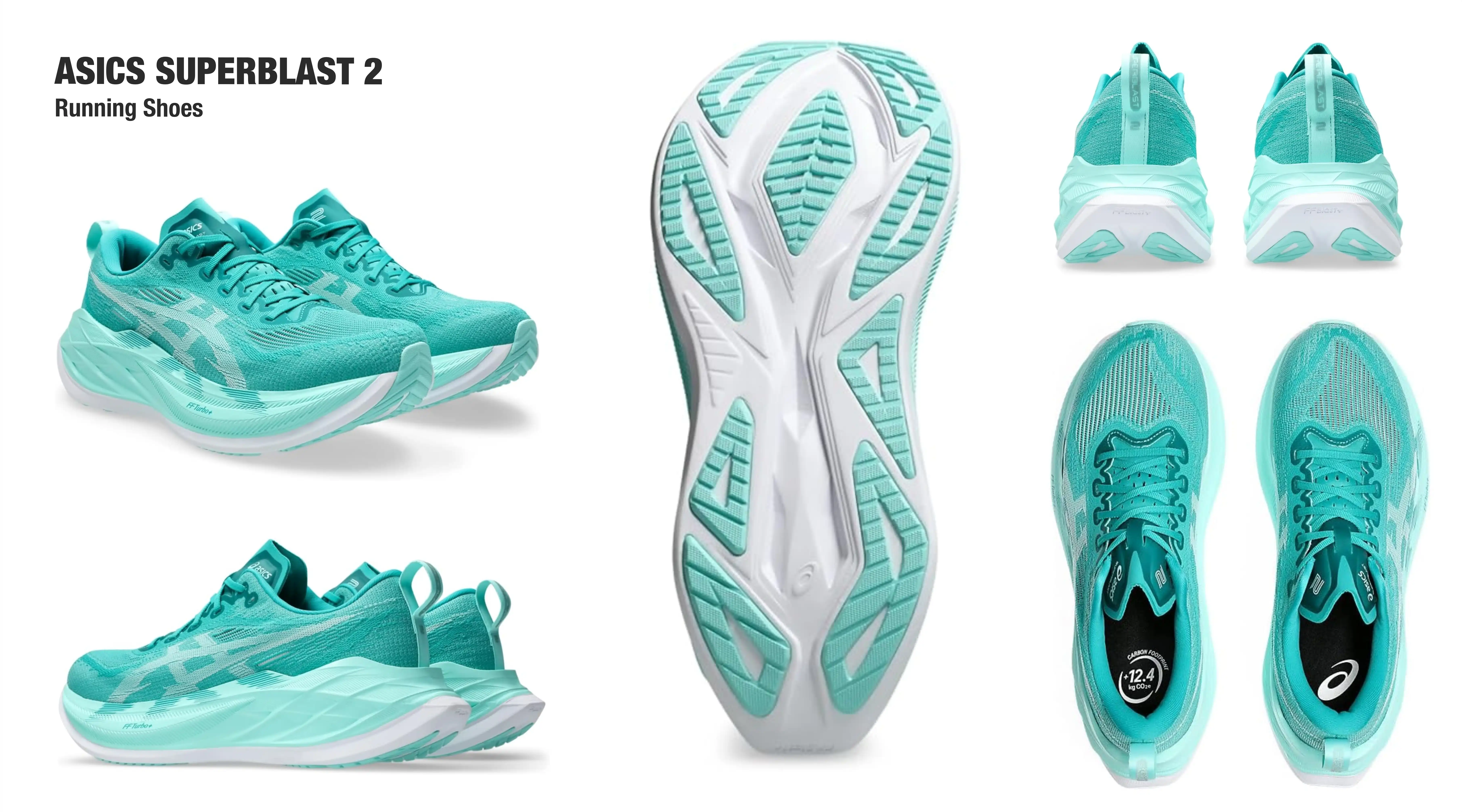 ASICS Superblast 2 running shoes in teal color.