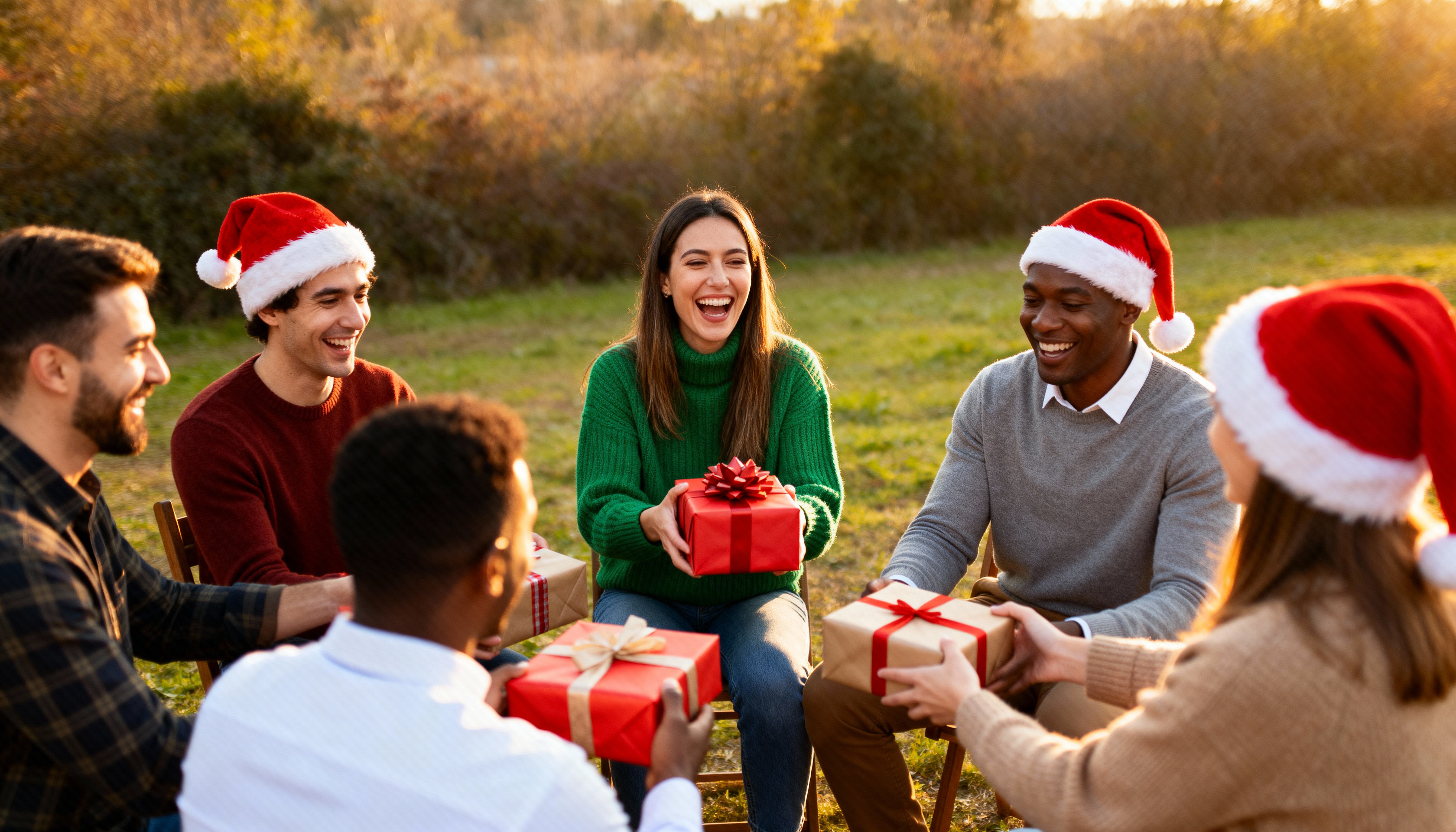 Co-workers enjoying a corporate retreat holiday game activity